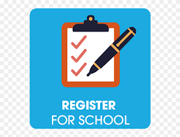 Register For School Clipart with clipboard and pen.  