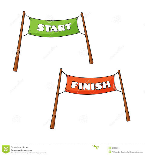 Image is a start and a finish sign.