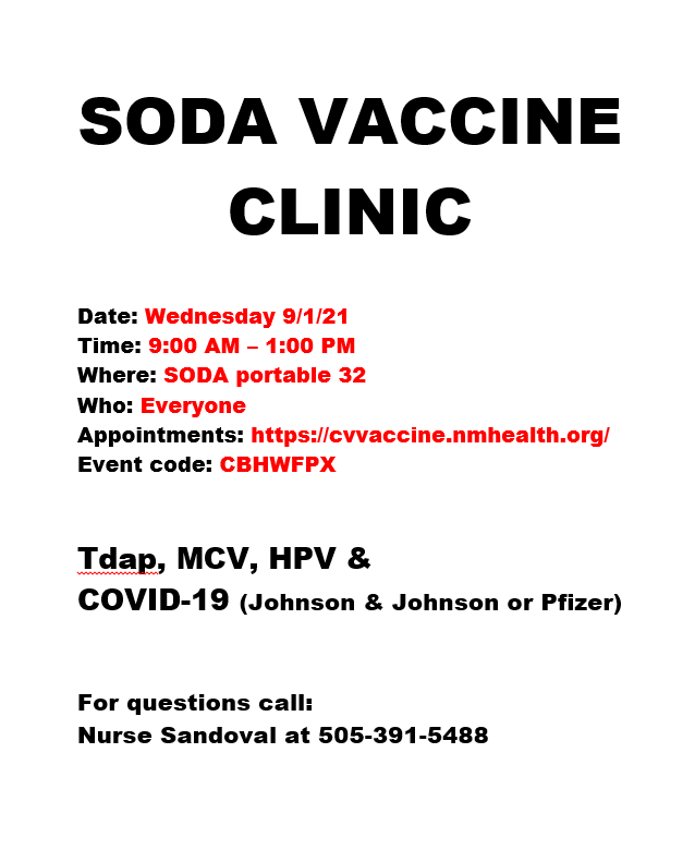 SODA Vaccine Clinic updated information
