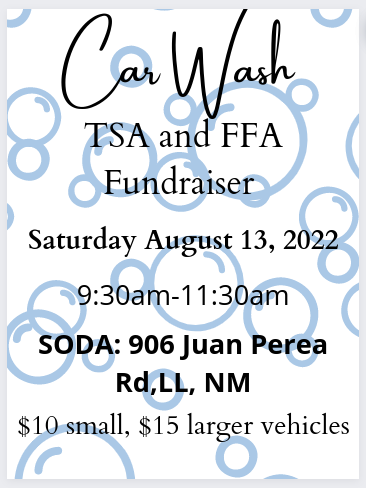 Image is a flyer for a carwash for TSA and FFA