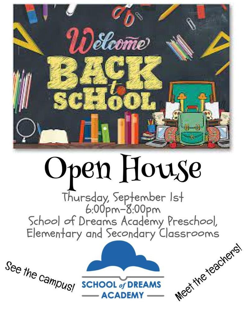 Image is a flyer for open house 9/1/2022