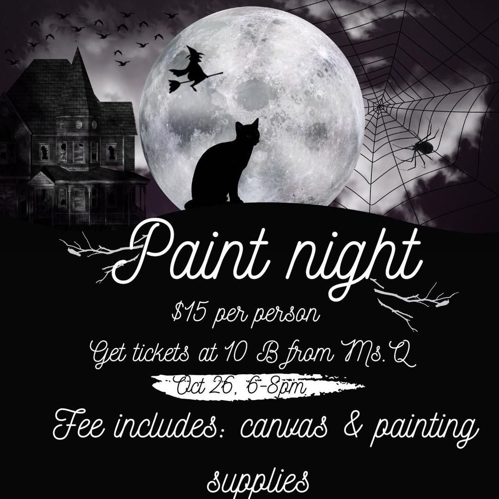 Image is a flyer for paint night