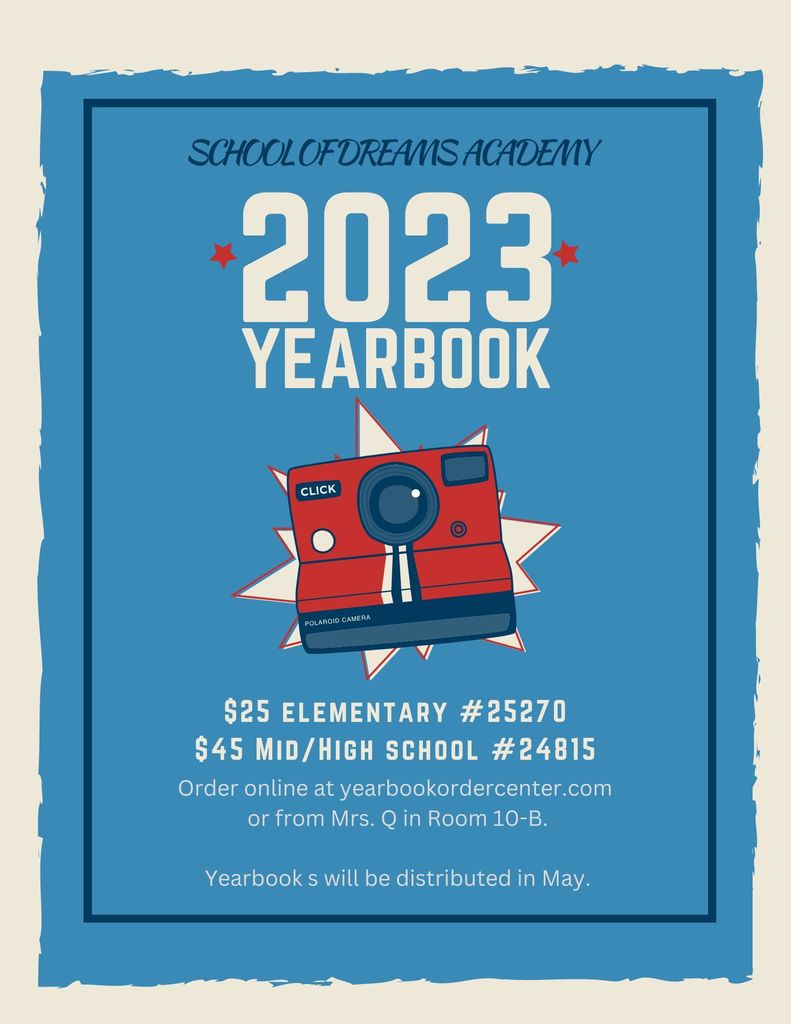 Image is a flyer for 22-23 Yearbook sale